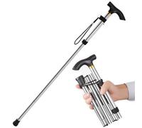 Favuit Walking Stick, Adjustable Folding Walking Cane for Women Men Non-Slip Rubber Tip Walking Stick with Wrist Strap Lightweight Balancing Walking Aid Travel Walking Cane for Elderly Ladies (Silver)