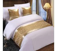 FAWFCJD Bed Runner Bedding Scarf Protection Bed Runners And Matching Cushions Modern Bed Runner For Foot Of Bed, Floral Bed Scarf Bedspreads Bedding Scarves For Bedroom Hotel(Gold,240X50cm)
