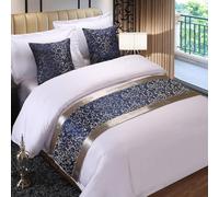 FAWFCJD Bed Runner Bedding Scarf Protection Bed Runners And Matching Cushions Modern Bed Runner For Foot Of Bed, Floral Bed Scarf Bedspreads Bedding Scarves For Bedroom Hotel(Blue,240X50cm)