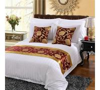 FAWFCJD Bed Runner With 2 Pillow Cover Bed Scarf Protector Slipcover Bed Decorative Floral Queen King Size Bed Runner Bedding Scarf Bed Scarves Set For Hotel Bedroom Guesthouse(Red,210X50cm)