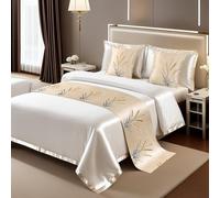 FAWFCJD Bed Runner With 2 Pillow Cover, Floral Bed Runners And Matching Cushions Set, Bed Scarf Bed Decorative Bed Runner Bedding Protector Slipcover Decoration For Hotel Bedroom(Beige,240X50cm)