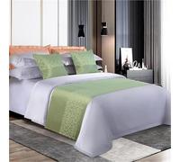 FAWFCJD Bed Runners And Matching Cushions Set, Bedroom Bedding Protection Decor Jacquard Bed Scarf Runner With 2 Cushion Covers Bed Runners Scarves Bedding Bed Towel(Green,50x210cm)