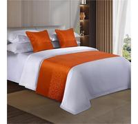 FAWFCJD Bed Runners And Matching Cushions Set, Bedroom Bedding Protection Decor Jacquard Bed Scarf Runner With 2 Cushion Covers Bed Runners Scarves Bedding Bed Towel(Orange,50x260cm)