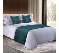 FAWFCJD Bed Runners And Matching Cushions Set, Bedroom Bedding Protection Decor Jacquard Bed Scarf Runner With 2 Cushion Covers Bed Runners Scarves Bedding Bed Towel(Blue,50x180cm)