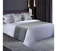 FAWFCJD Bed Runners And Matching Cushions Set, Bedroom Bedding Protection Decor Jacquard Bed Scarf Runner With 2 Cushion Covers Bed Runners Scarves Bedding Bed Towel(Grey,50x210cm)