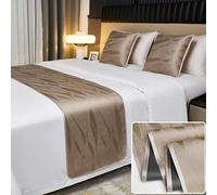 FAWFCJD Bed Runners Bedspread Bedroom Bedding Protection Decor Soft No Fading Bed Scarf Runner For Bedroom Wedding Room Home Hotel Bedding Decorations(Brown,2 cushion cover)