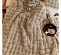 FAWFCJD Blanket Plush Fluffy Blanket Beige Faux Rabbit Fur Throw Blanket Soft Plush Bubble Blanket Oversized Warm Thick Reversible Decorative Blanket Cozy Blanket For Couch Chair Bed Sofa(200x230cm)