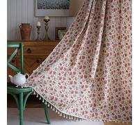 FAWFCJD Boho Floral Blackout Curtains For Bedroom Shabby Chic Room Darkening Thermal Insulated Window Curtain Thick Panels Draperies Vintage Flower Pattern-Cotton Curtains(Size:150x220cm)