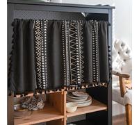 FAWFCJD Boho Window Valance Cotton Linen Geometry Curtain Tiers Farmhouse Curtain With Tassel Window Treatment For Farmhouse Topper Rod Pocket Valance For Kitchen Living Room Bedroom(150 * 60cm)