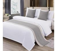 FAWFCJD Hotel Bed Runner Cotton Linen Bed Cover Wedding Room Bed Tail Towel Hotel Bed Runner Scarves King Size No Fading Microfiber Bedding Scarf Bedspread Coverlets Slipcover(Grey,50 * 240CM)