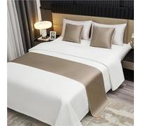 FAWFCJD Hotel Grade Bed Runner & Scarf Set, Soft Non Fading Bedding Protector with 2 Pcs 45x45cm Pillowcases for Bedroom Guesthouse(Khaki,50x210cm)