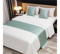 FAWFCJD Hotel Grade Bed Runner & Scarf Set, Soft Non Fading Bedding Protector with 2 Pcs 45x45cm Pillowcases for Bedroom Guesthouse(Green,50x240cm)