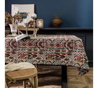 FAWFCJD Square Bohemia Tablecloth Exotic Boho Geometric Pattern Table Cloth Thick Jacquard Fabric Table Cover Vintage Triangle Dining Table Cloth For Kitchen Dining Tea Coffee Table(140 * 140cm)