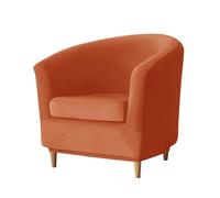 FAWFCJD Velvet Tub Chair Covers With Cushion Cover Club Slipcover Stretch For Armchairs Spandex Elastic Armchair Couch Removable Washable Sofa Dust Proof Furniture Protector For Living Room(Orange)
