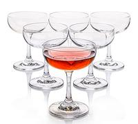 FAWLES Crystal Coupe Glasses, Set of 6, 8 Ounce(220ml), Elegant Short Stem Design, Clear Cocktail Glasses Sets Perfect for Drinking Champagne, Sweet Wine, etc.