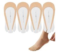 Fawley 4 Pairs No Show Socks Women Invisible Socks Heels Cushioned Sole Half Footies with Slingback Strap Ultra Low Cut Half Toe Topper Liner Socks for High Heels Loafers Flats Mules
