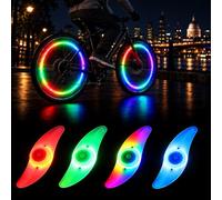 Fawley 4PCS LED Bike Wheel Spoke Lights Multicolour Tire Flash Lamp | LED Neon Wheel Flashing Light with 3 Flash Modes Waterproof Bicycle Accessories Easy to Install for Riding at Night