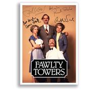 Fawlty Towers Cast Signed A4 Poster Photo Print Framed Autograph Gift TV Show John Cleese Prunella Scales (A4 poster Only)