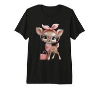 Fawn Baby Deer Pink Leopard Glasses Girly Glam Graphic Sharp Premium T-Shirt