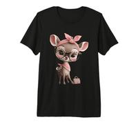Fawn Baby Deer Pink Leopard Glasses Girly Glam Graphic Sharp Premium T-Shirt