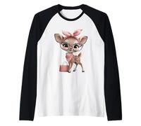 Fawn Baby Deer Pink Leopard Glasses Girly Glam Graphic Sharp Raglan Baseball Tee