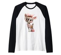 Fawn Baby Deer Pink Leopard Glasses Girly Glam Graphic Sharp Raglan Baseball Tee
