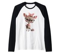 Fawn Baby Deer Pink Leopard Glasses Girly Glam Graphic Sharp Raglan Baseball Tee