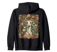 Fawn Cream Italian Greyhound in Cottage Garden Zip Hoodie