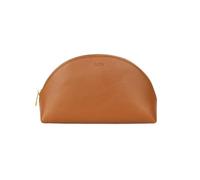 FAWN DESIGN The Cosmetic Bag, Travel Size Small Makeup Bag, Premium Pebbled Faux Leather Zipper Pouch Make Up Bag, Brown, L