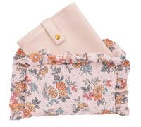FAWN DESIGN The Floral Ruffle Changing Clutch, Diaper Clutch with Diaper Changing Mat, Zippered Cotton Compact Diaper Bag with Wipeable Faux Leather Changing Pad, 9.5x7 inches