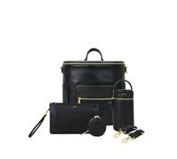 FAWN DESIGN The Original Diaper Bag, Faux Leather Diaper Bag Backpack, Vegan Leather, Large Capacity Baby Bag for Mom, Black (Bundle), One Size