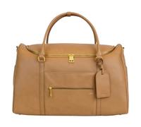 FAWN DESIGN The Weekender Bag, Carry on Bags for Airplanes, Overnight Bag for Women, Premium Matte Faux Leather Duffle Bag with Luggage Tag and Contact Card, 20 x 10 x 12 inches, 39 Liters, Tan