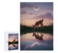 Fawn Drinking at Twilight Reflection, 300 PCS Challenging Puzzle for Adults, Holiday-Season Gift; for Couples, Friends And Family