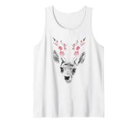 Fawn Floral Antlers Boho Deer Animal Nature Aesthetic Design Tank Top