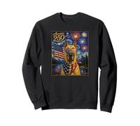 Fawn Great Dane Dog Art on America 250 4th of July USA Flag Sweatshirt
