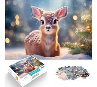 fawn playing in the snow1000 Pieces Puzzles for Adults Stress Reliever Difficult Challenge Educational Game for Birthday, Chrismas 38x26cm