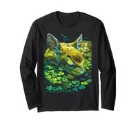 Fawn Shamrocks Forest St Patricks Day Forestcore Aesthetic Long Sleeve T-Shirt