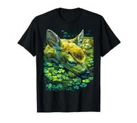 Fawn Shamrocks Forest St Patricks Day Forestcore Aesthetic T-Shirt