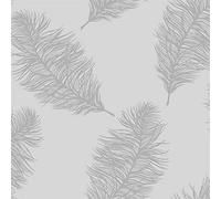 Fawning Feather Grey Silver Metallic Shimmer Wallpaper Feature Wall YöL