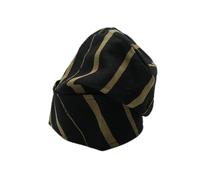 FAWZAN Handmade Yoruba ASO-Oke Gobi Cap - Traditional African Men’s Hat | Authentic Nigerian Agbada & Kaftan Cap | Cultural Wedding & Party Headwear (UK, Alpha, S, Black & Gold Stripe)