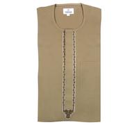 FAWZAN Men's Tan Nigerian Kaftan Set 2-Piece Top & Trousers, African Native Wear, Embroidered Front, Cotton-Rich, Adjustable Waist, Hem Tape (Imperial Taper D003, Double extra large)