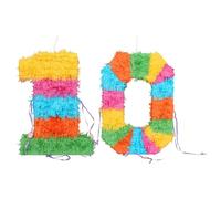 Fax Potato 10th Birthday Piñata Set with Stick & Blindfold - Multicoloured Fillable Birthday Party Decoration, Sweet Holder Game, Kids & Adults Celebration Supplies, Wedding, Anniversary, Carnival