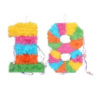 Fax Potato 18th Birthday Pop-Out Piñata with Stick & Blindfold - Multi Stick - Fillable Colorful Rainbow Pinata Lightweight Cardboard Party Decoration Pack Game Set for Birthdays, Anniversary