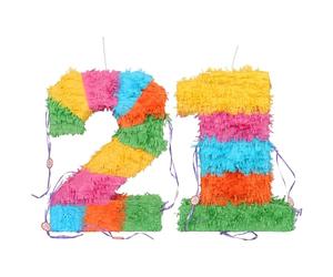 Fax Potato 21st Birthday Piñata & Blindfold 2pc Set - Multicoloured Fillable Birthday Party Decoration, Sweet Holder Game, Kids & Adults Celebration Supplies, Wedding, Anniversary, Carnival