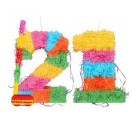 Fax Potato 21st Birthday Piñata Set with Blue Stick & Blindfold - Multicoloured Fillable Birthday Party Decoration, Sweet Holder Game, Kids & Adults Celebration Supplies, Wedding, Anniversary
