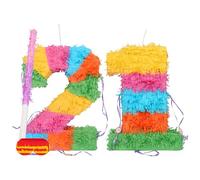 Fax Potato 21st Birthday Piñata Set with Pink Stick & Blindfold - Multicoloured Fillable Birthday Party Decoration, Sweet Holder Game, Kids & Adults Celebration Supplies, Wedding, Anniversary