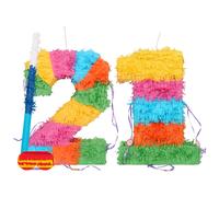 Fax Potato 21st Birthday Pinata Set with Stick & Blindfold - Blue Stick Fax Potato Multicolor