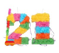 Fax Potato 21st Birthday Piñata Set with Stick & Blindfold - Multicoloured Fillable Birthday Party Decoration, Sweet Holder Game, Kids & Adults Celebration Supplies, Wedding, Anniversary, Carnival