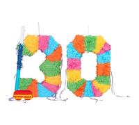 Fax Potato 30th Birthday Piñata Set with Blue Stick & Blindfold - Multicoloured Fillable Birthday Party Decoration, Sweet Holder Game, Kids & Adults Celebration Supplies, Wedding, Anniversary