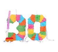 Fax Potato 30th Birthday Piñata Set with Pink Stick & Blindfold - Multicoloured Fillable Birthday Party Decoration, Sweet Holder Game, Kids & Adults Celebration Supplies, Wedding, Anniversary